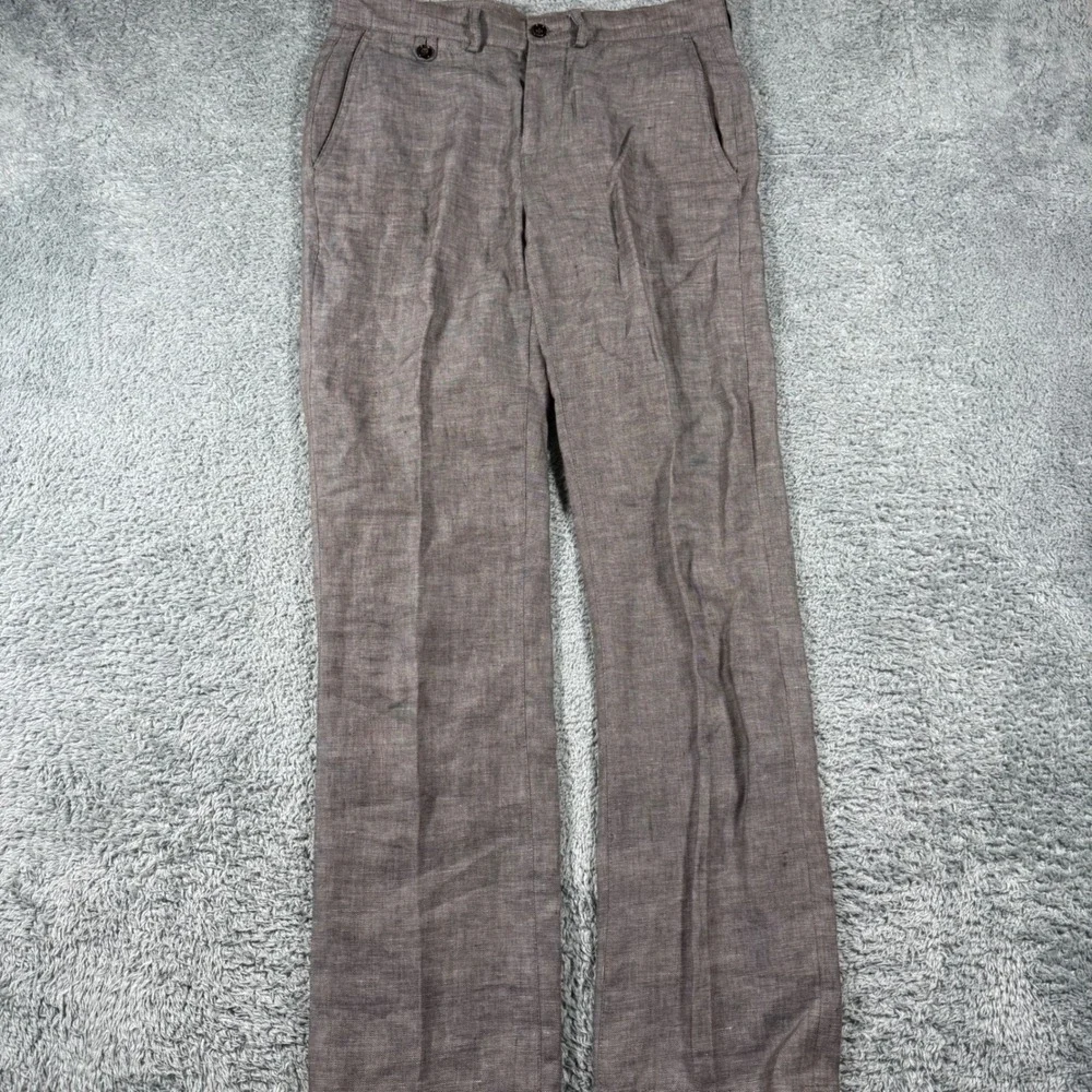 Baird McNutt Linen Pants Slim Fit Flat Front Trousers Mens 30x30 Murano